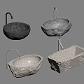 Table basin modern stone trough table basin wash basin counter basin 3d model