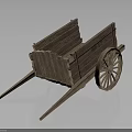 Vintage Wooden Cart Design With Rustic Frame Spoked Wheels And Support Poles