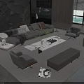 Modern Living Room Sofa And Coffee Table Set With Gray Sofa Marble Table Chairs And Ottoman