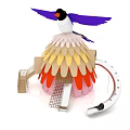 Bird Shaped Playground Equipment With Purple Wings Colorful Feather Design Stairs And Slide For Kids