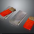 Three Stylish Decorative Storage Boxes With Red And Silver Metallic Patterns For Home Furniture