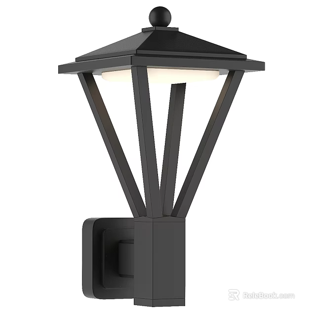 Modern Black Wall Light With Geometric Frame And Bright Illumination 3d model 