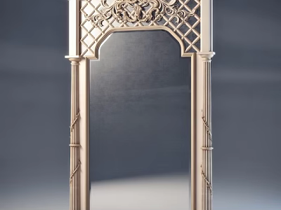 Elegant Decorative Mirror With Ornate Carved Frame And Classic Design 3d model