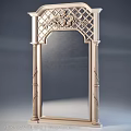 Elegant Decorative Mirror With Ornate Carved Frame And Classic Design 3d model