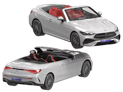 Silver Modern Luxury Convertible Cars With Open Top Red Black Interior And Stylish Wheels 3d model