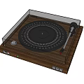 Modern Digital Turntable With Wooden Base Transparent Cover And Black Platter