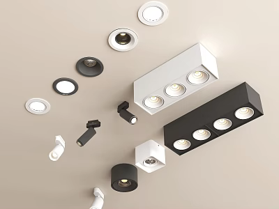 Modern Downlights and Spotlights Ceiling Lighting Fixtures With Various Styles Different Colors And Designs 3d model