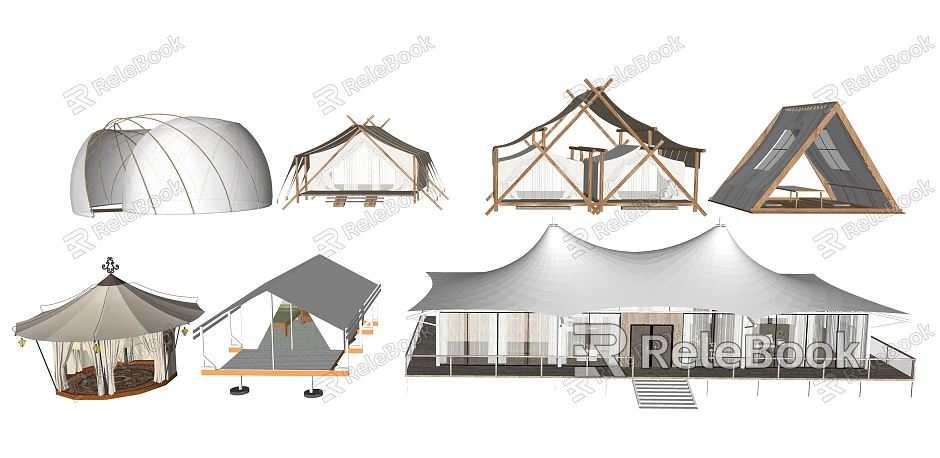 Modern Tent Village Outdoor Tourism Characteristic Tent Camp model