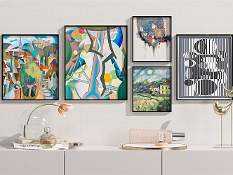 Modern Abstract Painting Abstract Hanging Painting Combination Ornaments 3d model