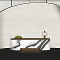 Front desk, reception desk, end view desk 3d model