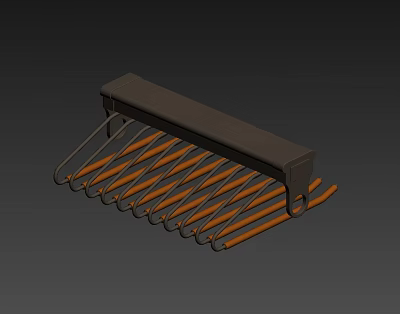 Multi Hook Hanger With Neatly Arranged Metal Hooks And Long Bar Design 3d model