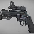 Black TITUS HU Tactical Revolver With Textured Grip Flashlight And Scope Mount