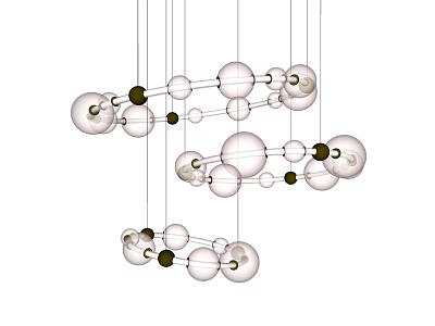 Modern Transparent Glass Sphere Chandelier With Metal Connecting Structure 3d model