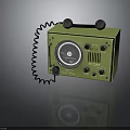 Vintage Green Radio With Classic Dial Knobs Small Speakers And Coiled Cord