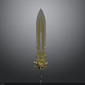 Decorative Golden And Silver Sword With Intricate Hilt Design And Shiny Metallic Blade