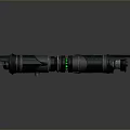 Tactical Modern Weapon With Tubular Design Black Metal Surface Green Optical Lens
