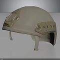 Beige Protective Helmet With Metal Fittings And Side Vent Holes Design