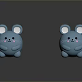 Cute Blue Mouse Game Movie Characters With Big Ears Pink Cheeks And White Whiskers