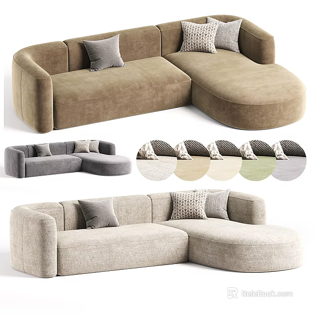 Modern Sectional Sofa With Soft Cushions And Various Color Choices For Comfortable Living Space 3d model 