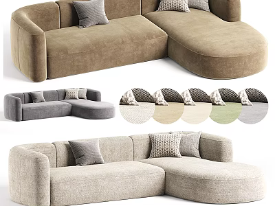 Modern Sectional Sofa With Soft Cushions And Various Color Choices For Comfortable Living Space 3d model