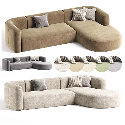 Modern Sectional Sofa With Soft Cushions And Various Color Choices For Comfortable Living Space 3d model