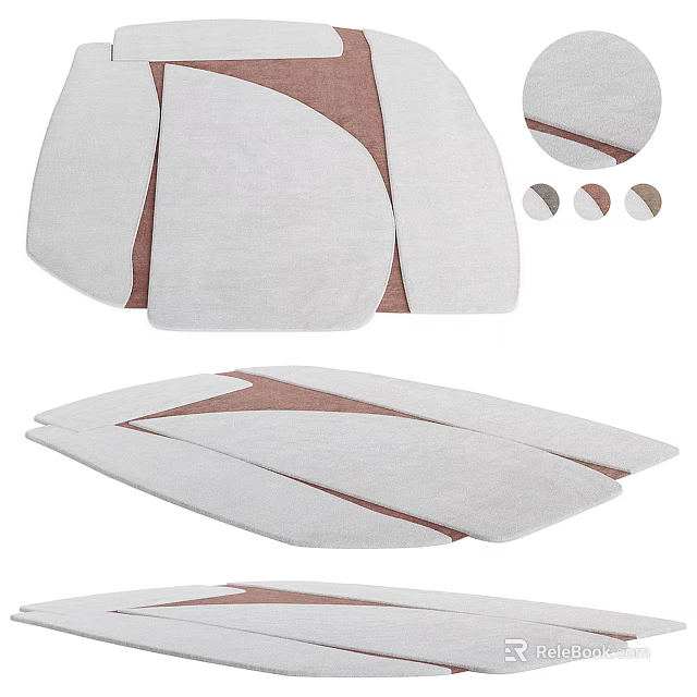 Modern Shaped Area Rugs With Geometric Pattern And Neutral Tones 3d model