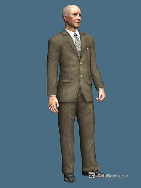 Game Movie Character in Brown Formal Suit With Detailed Tailoring And Classic Look 3d model 