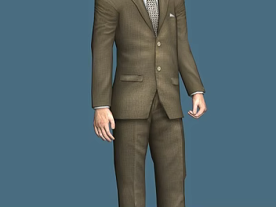 Game Movie Character in Brown Formal Suit With Detailed Tailoring And Classic Look 3d model