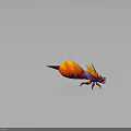 Colorful Fantasy Insect With Large Orange Red Wings Blue Purple Body And Red Legs