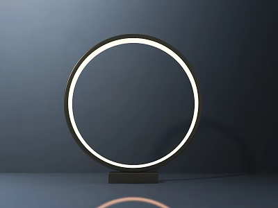 Modern Minimalist Circular Table Lamp With LED Light Ring And Black Base 3d model