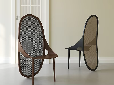Modern Design Dining Chairs With Wooden Frames And Mesh Structure In Minimalist Interior 3d model