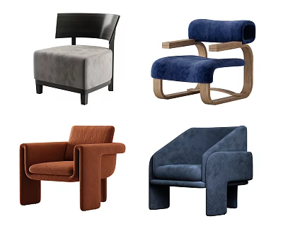 Modern Leisure Chairs With Soft Fabric Seats Wooden Frames And Various Color Options 3d model