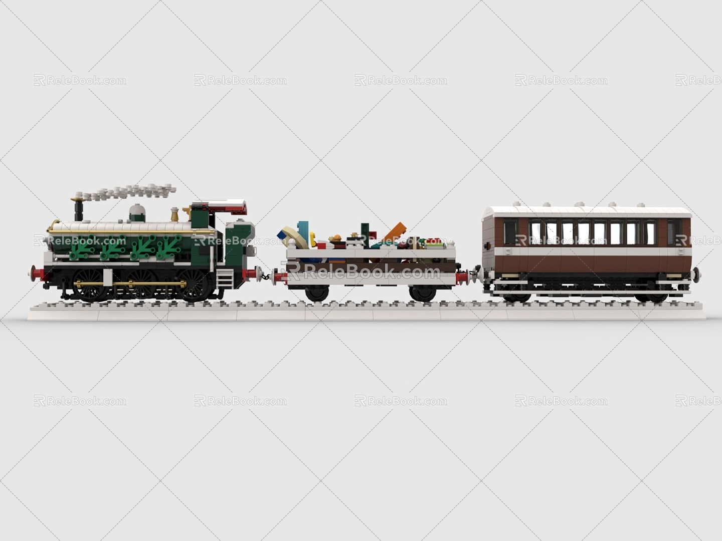 Lego toy train train high speed rail EMU platform rail track winter 3d model