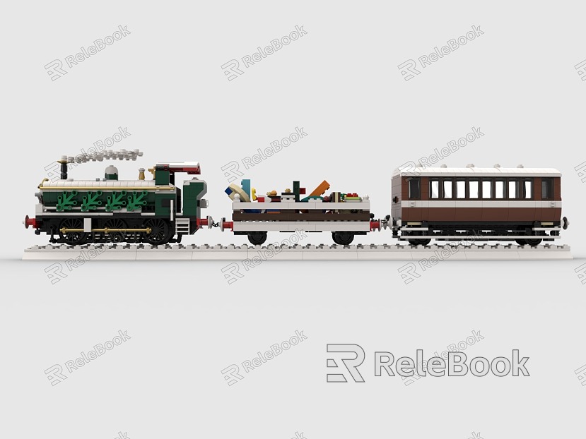 Lego toy train train high speed rail EMU platform rail track winter model