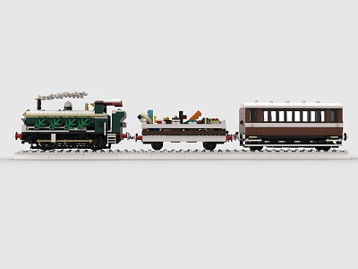 Lego toy train high speed rail EMU platform rail track winter 3d model