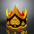 Golden Spiked Crown With Ornate Spade Design And Red Accents