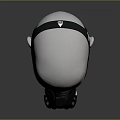 Black Mesh Design Face Mask on White Mannequin Head with Brand Logo and Blue Accents