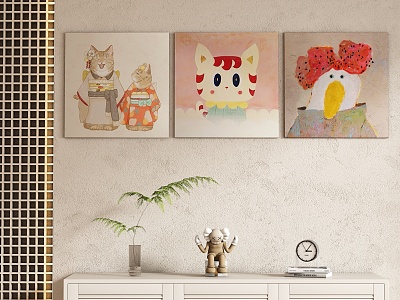 Animal Cartoon Decorative Painting Hanging Painting 3d model