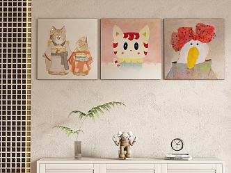 Animal Cartoon Decorative Painting Hanging Painting 3d model