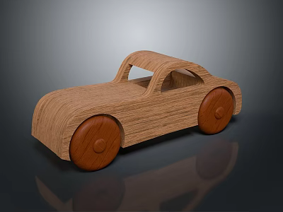 Wooden Electric Toy Car With Classic Design And Smooth Rolling Wheels 3d model