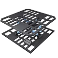 Mechanical Lifting Platform With Square Top Blue Supports And Metal Base