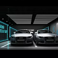 Packing of parking spaces in modern exhibition hall 3d model