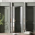 Elegant Modern Gray Hinged Doors With Panel Design For Home Interior 3d model