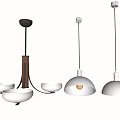 Modern Pendant Lights With Wooden Stem Bowl Shaped And Dome Shaped White Gray Shades