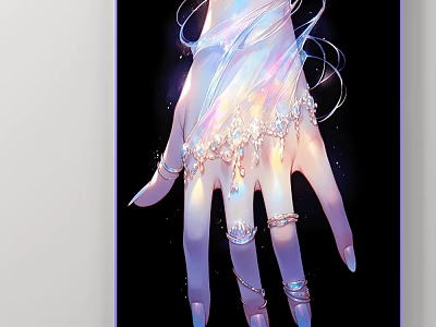 Abstract Painting of Intricate Decorative Hand With Shiny Ornaments and Luminous Effects 3d model