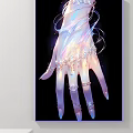 Abstract Painting of Intricate Decorative Hand With Shiny Ornaments and Luminous Effects