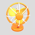 Orange Air Cooler Fan With Yellow Blades White Protective Grille Base And Red Button