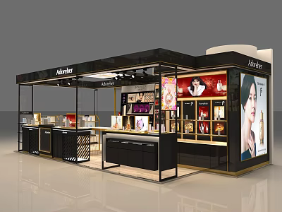 Meibuer Cosmetics Store With Modern Design Display Cabinets And Advertising Billboard 3d model