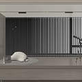 White Vertical Curtains in Modern Interior with Plush Toy Telescope on Tripod and Wooden Floor