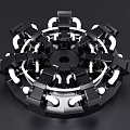 Modern Geometric Decorative Ornament Set With Circular Black White Structure And Illuminated Symmetrical Design
